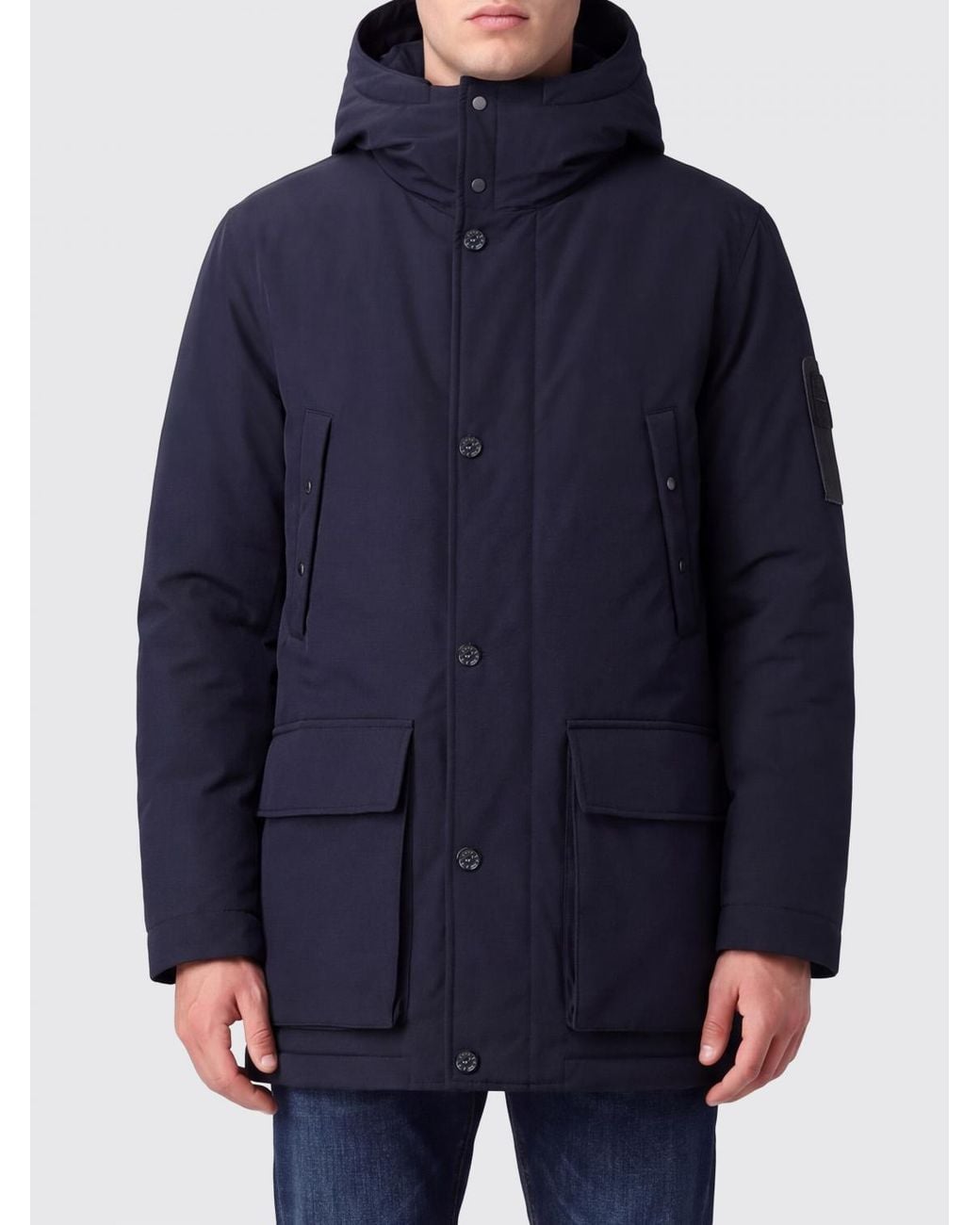 Stone Island Blue Ghost Waterproof Technical Fabric Parka With Hood for men