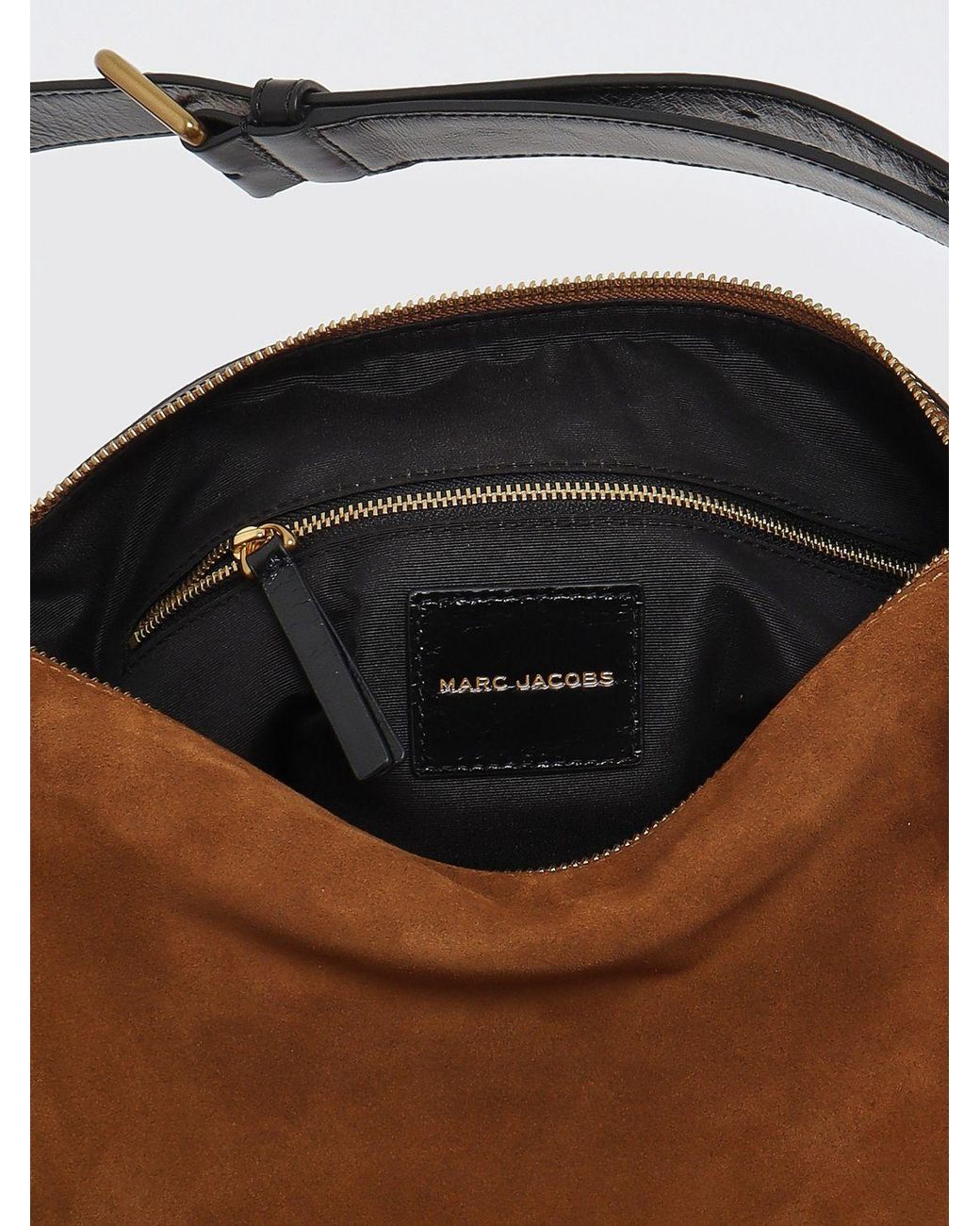 Marc Jacobs Brown Suede Leather Shoulder Bag With Metallic Double J Logo