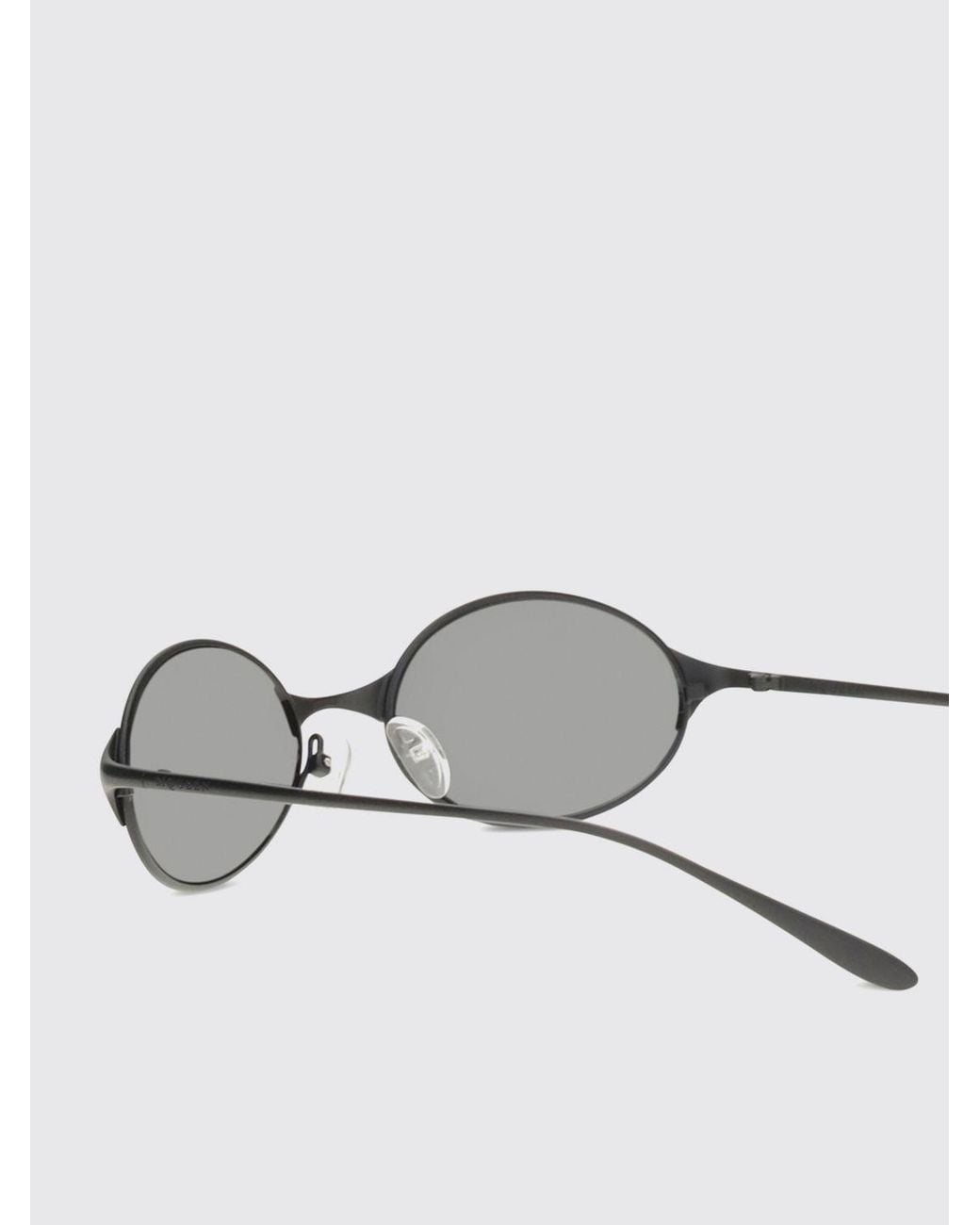 McQueen Black Oval Metal Sunglasses With Engraved Logo And Adjustable Nose Pads