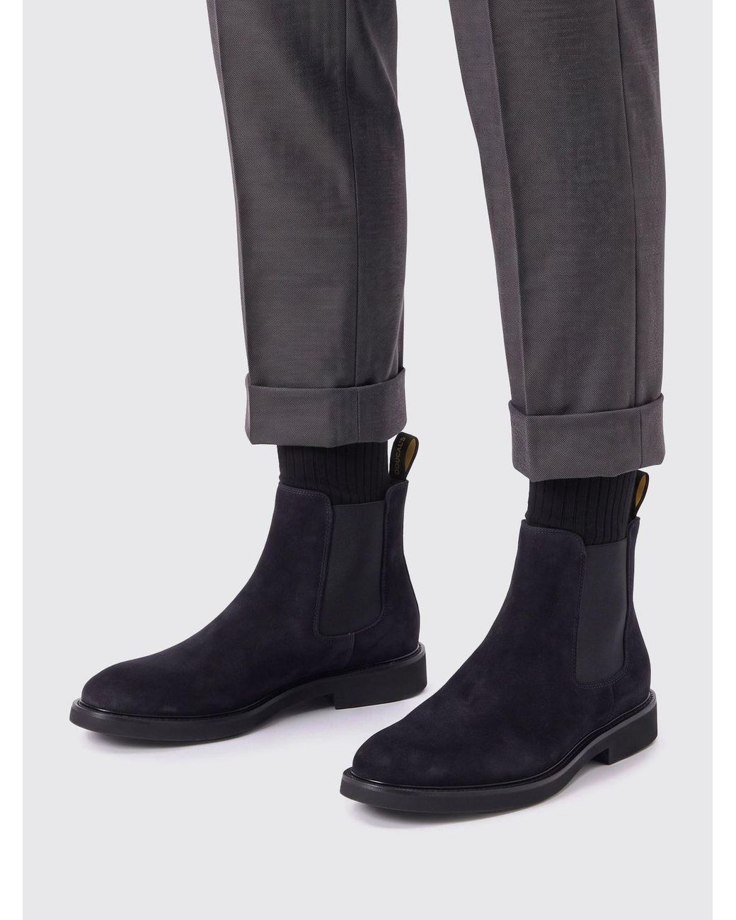 Doucal's Black Suede Chelsea Boots With Rear Pull Tab for men