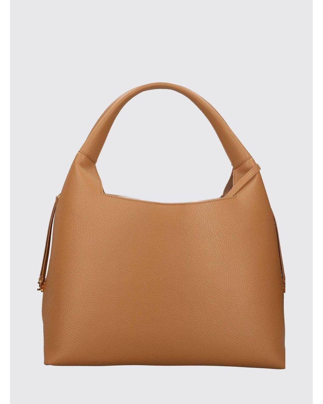 Elisabetta Franchi Brown Large Synthetic Leather Hobo Bag With Double Handle
