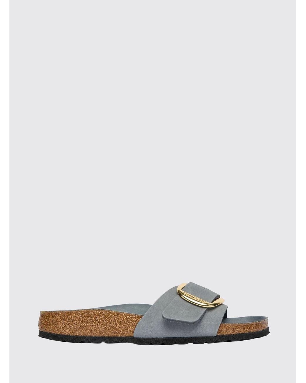 Birkenstock White Madrid Big Buckle Nubuck Sandals