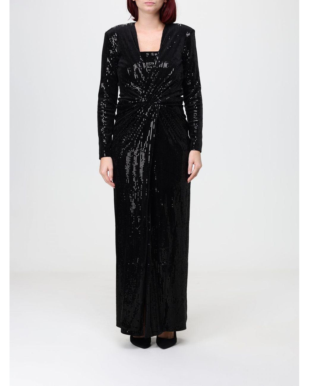 SIMONA CORSELLINI Black V-Neck Sequin-Embellished Sheath Mini Dress
