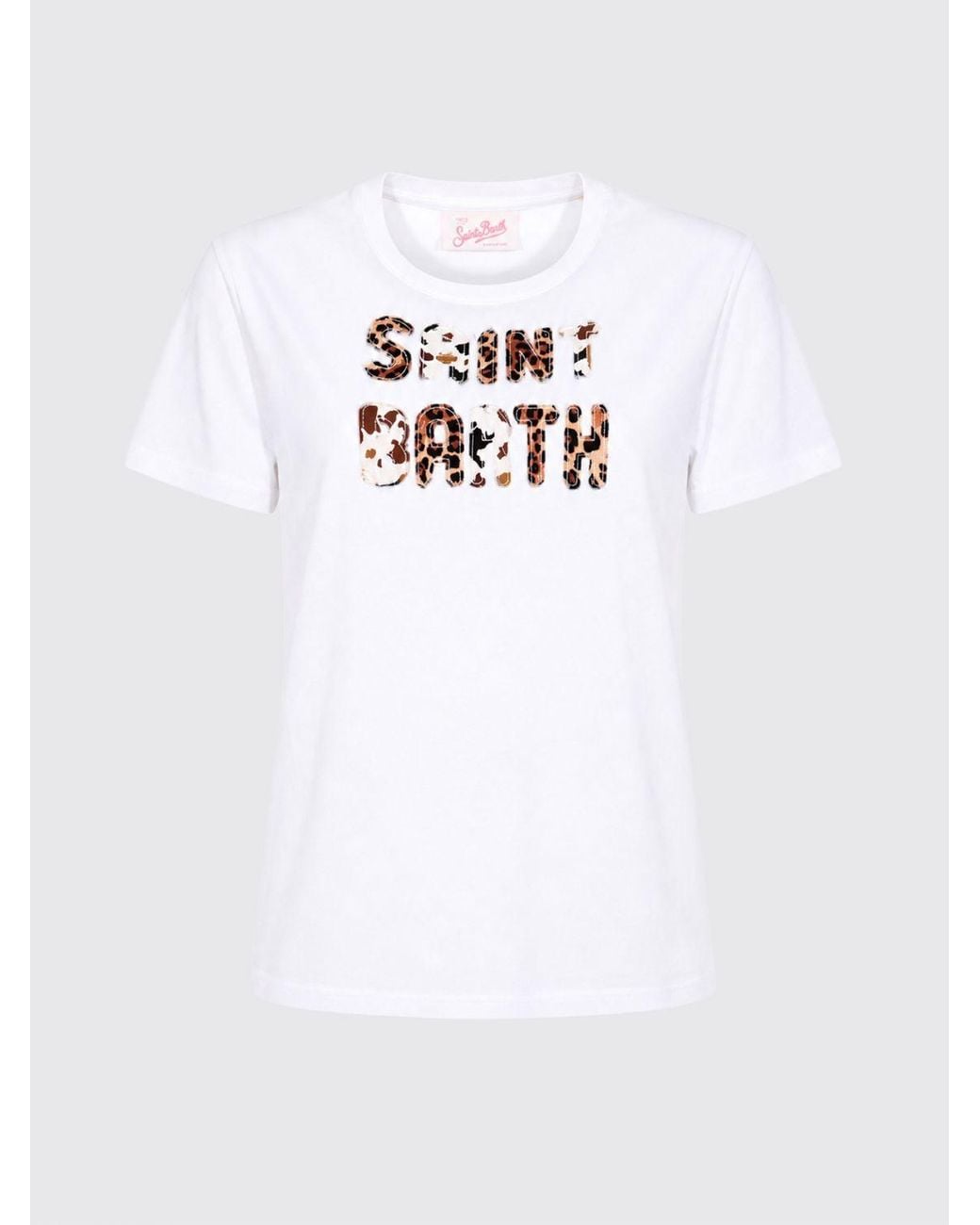 Mc2 Saint Barth White Crewneck Cotton T-Shirt With Graphic Print And Logo