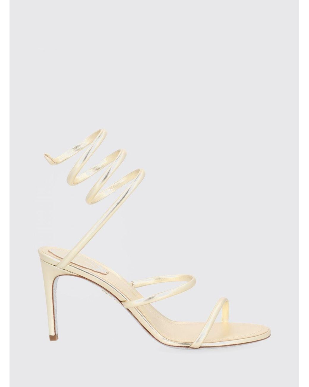 Rene Caovilla Natural Cleo Laminated Nappa Sandals