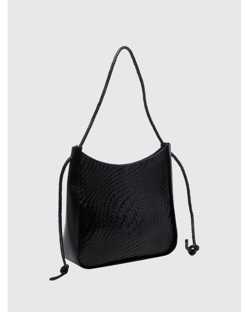 Dragon Diffusion Black Woven Leather Tote Bag With Single Handle