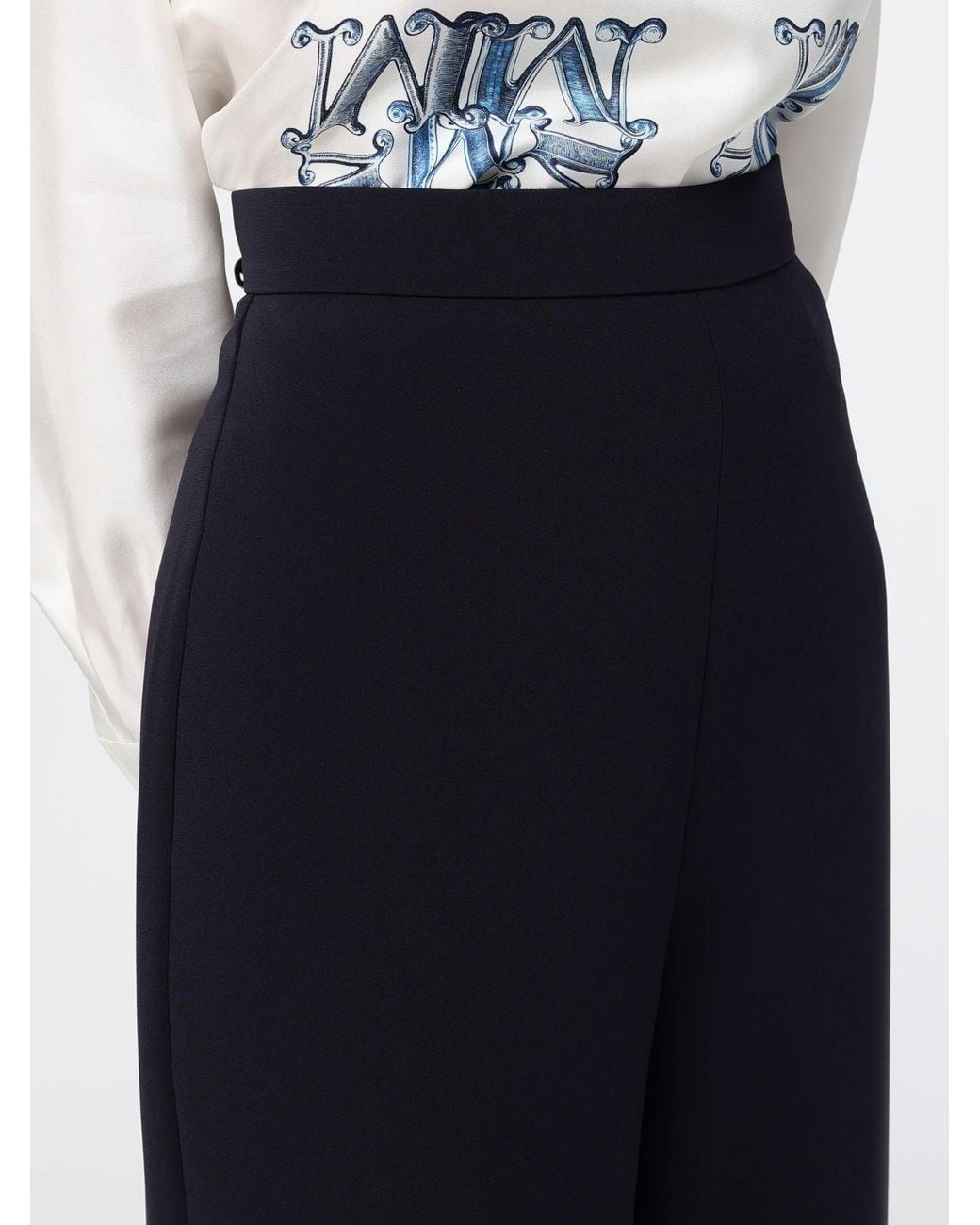 Max Mara Blue High-Waisted Wide-Leg Criªpe Palazzo Trousers
