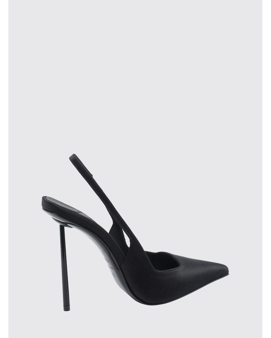 Le Silla Black Amelia Satin Slingbacks With A High Stiletto Heel And Almond Toe