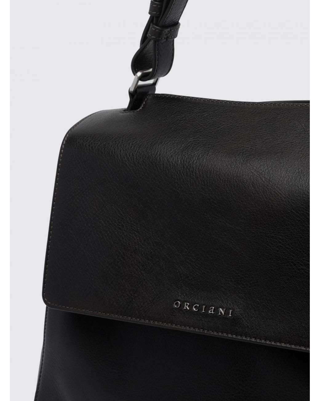 Orciani Black Sveva Flared Calf Leather Handbag With Removable Shoulder Strap