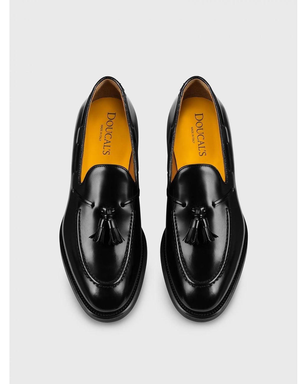 Doucal's Black Brushed Leather Loafers With Tassels for men
