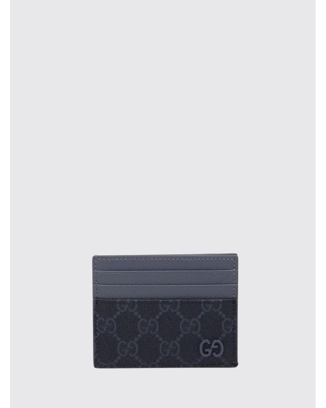 Gucci Blue Gg Supreme Canvas Flat Card Holder With Leather Details for men