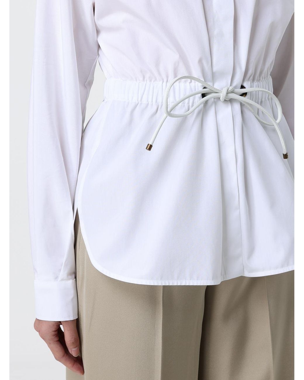 Max Mara White Cotton Shirt With Drawstring
