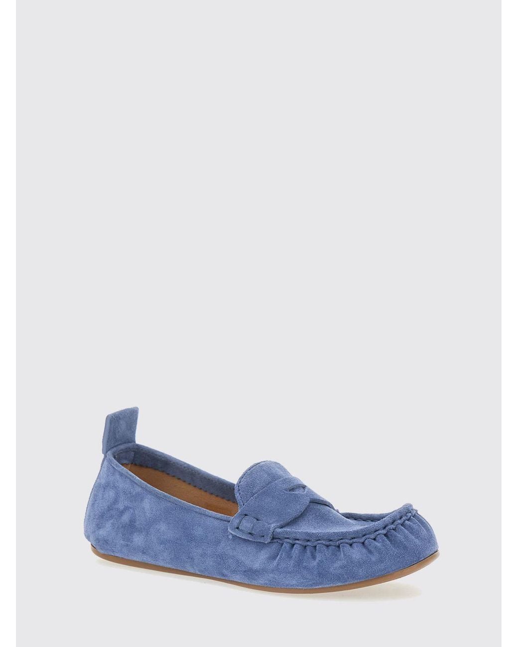 Acne Blue Loafers, Suede Calf Leather