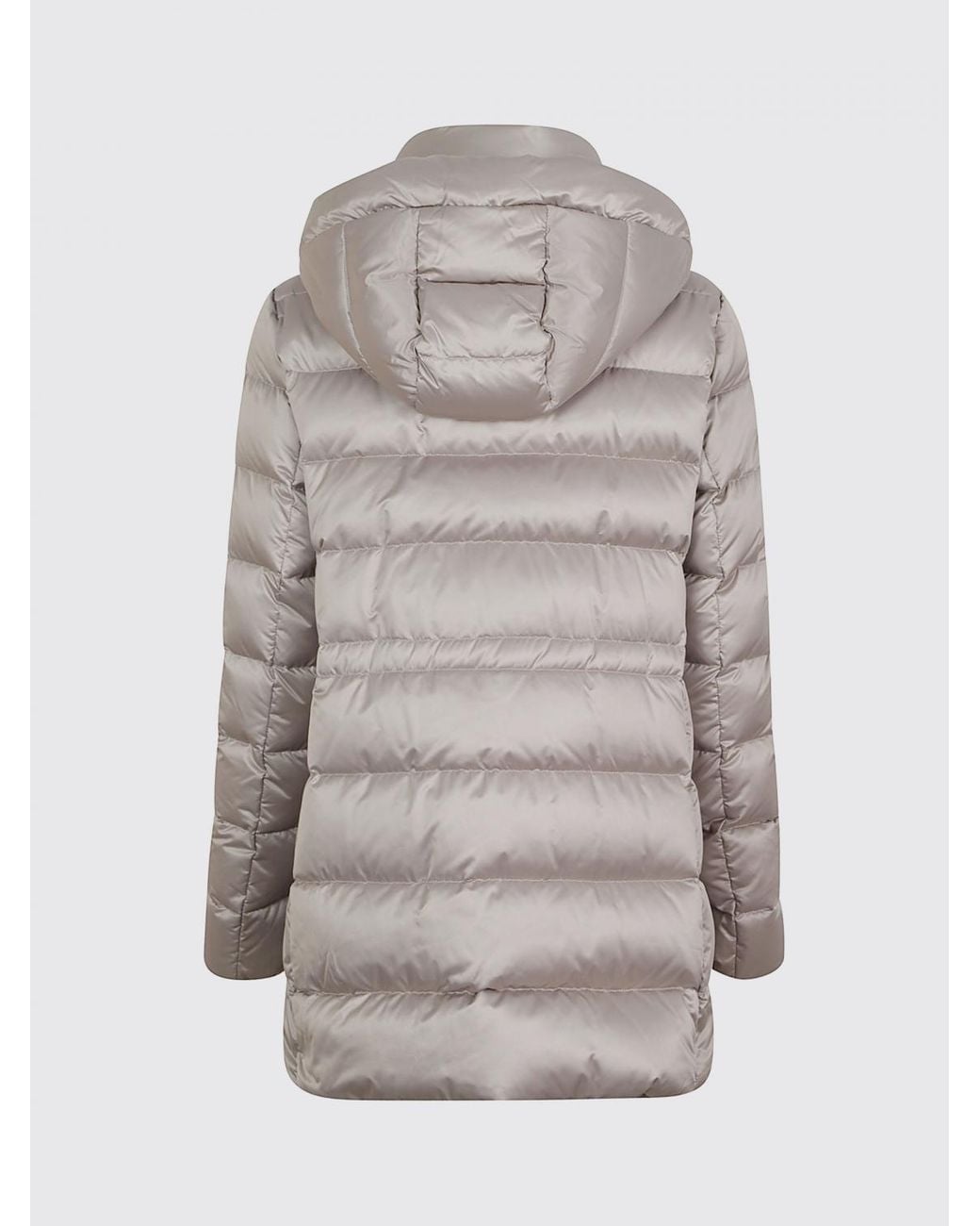 Moorer Gray Delia Knee-Length Quilted Nylon Down Jacket With Detachable Hood