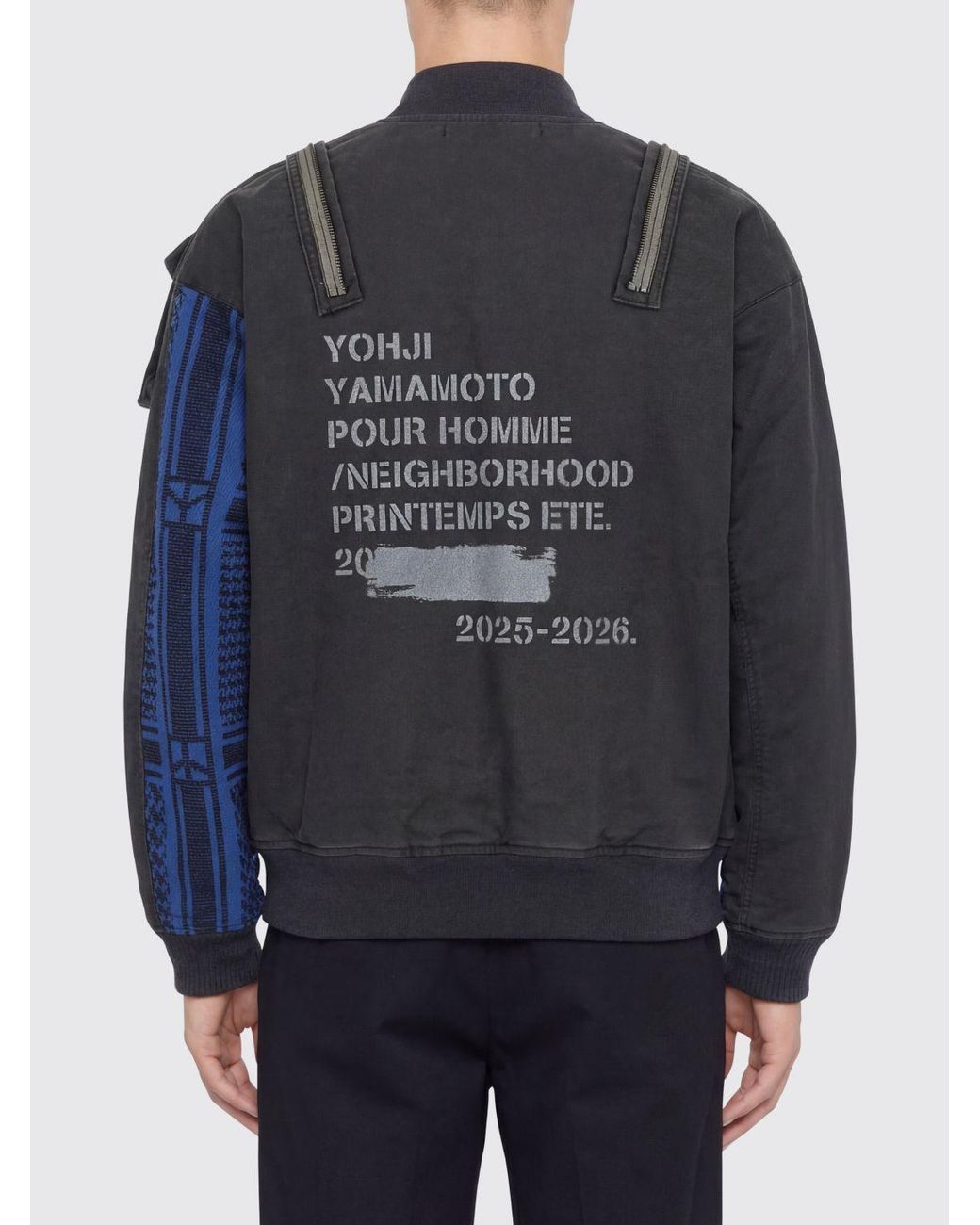 Yohji Yamamoto Black Printed Cotton Bomber Jacket for men