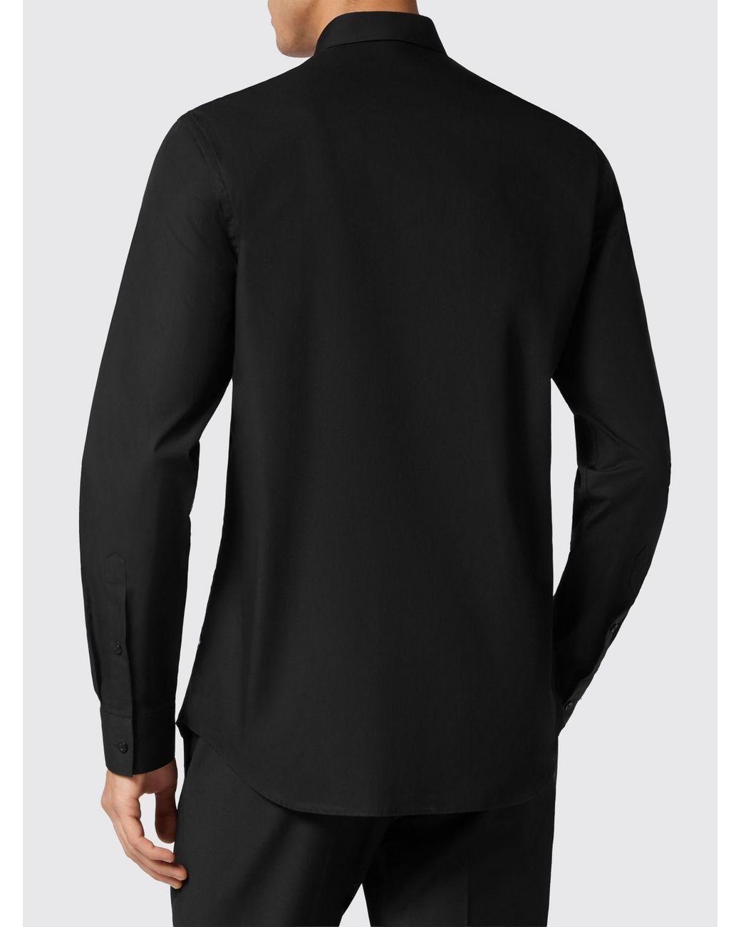 Philipp Plein Black Cotton Poplin Shirt With Rhinestones for men
