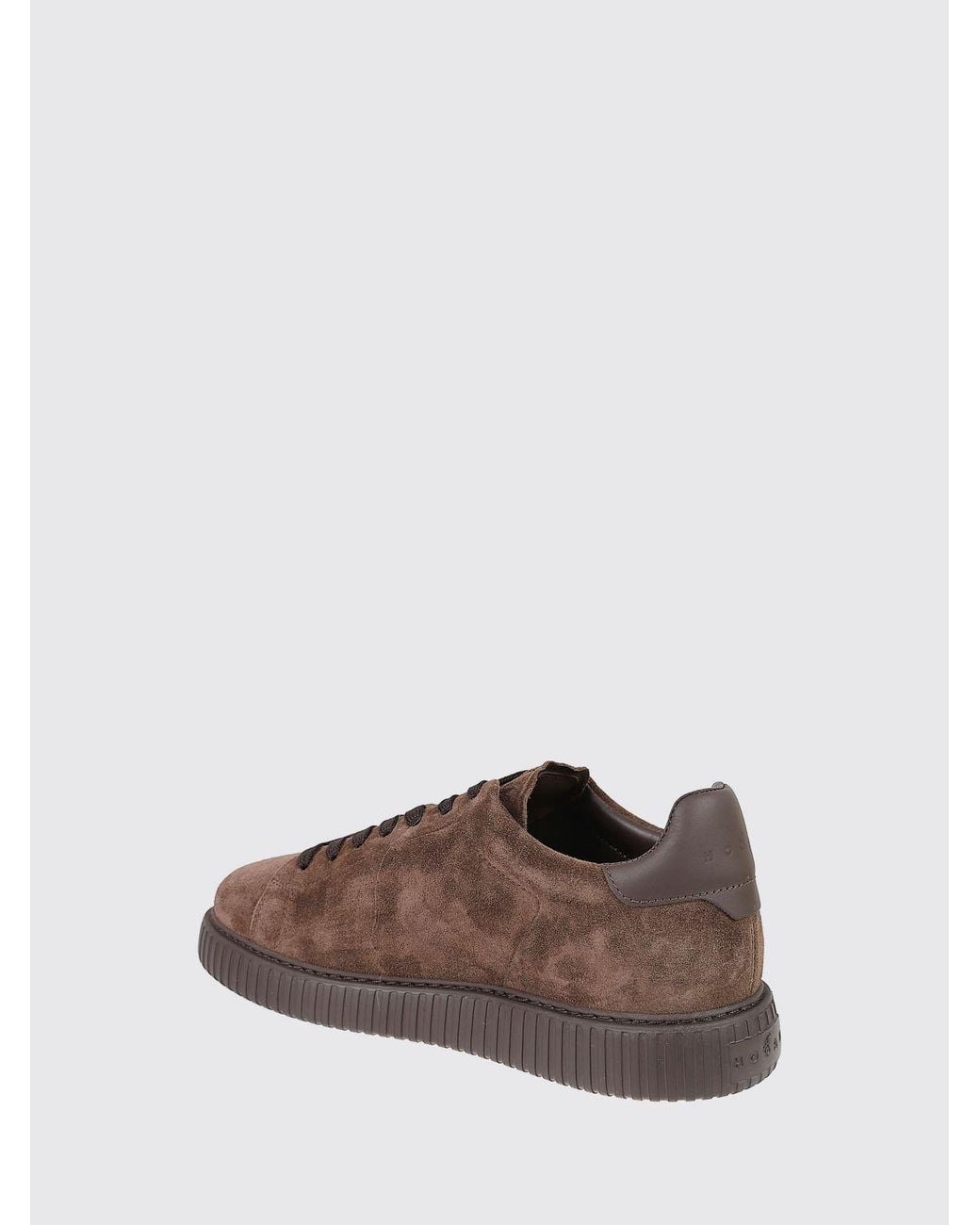 Hogan Brown H677 Leather And Suede Low-Top Sneakers With Perforated H Logo for men