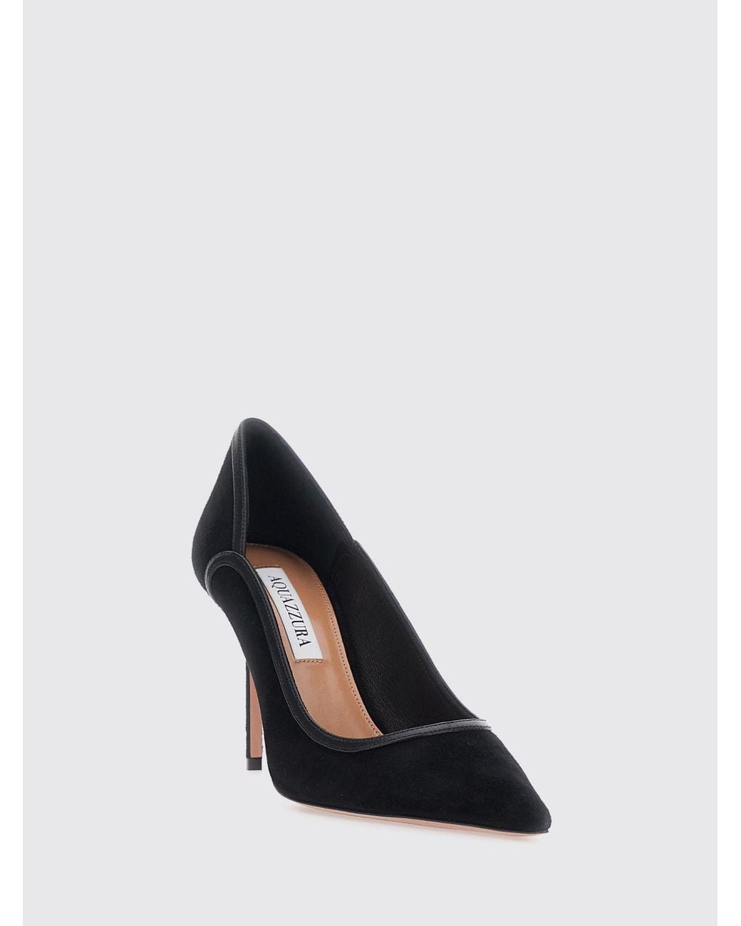 Aquazzura Black Plush Suede Pumps With High Stiletto Heel