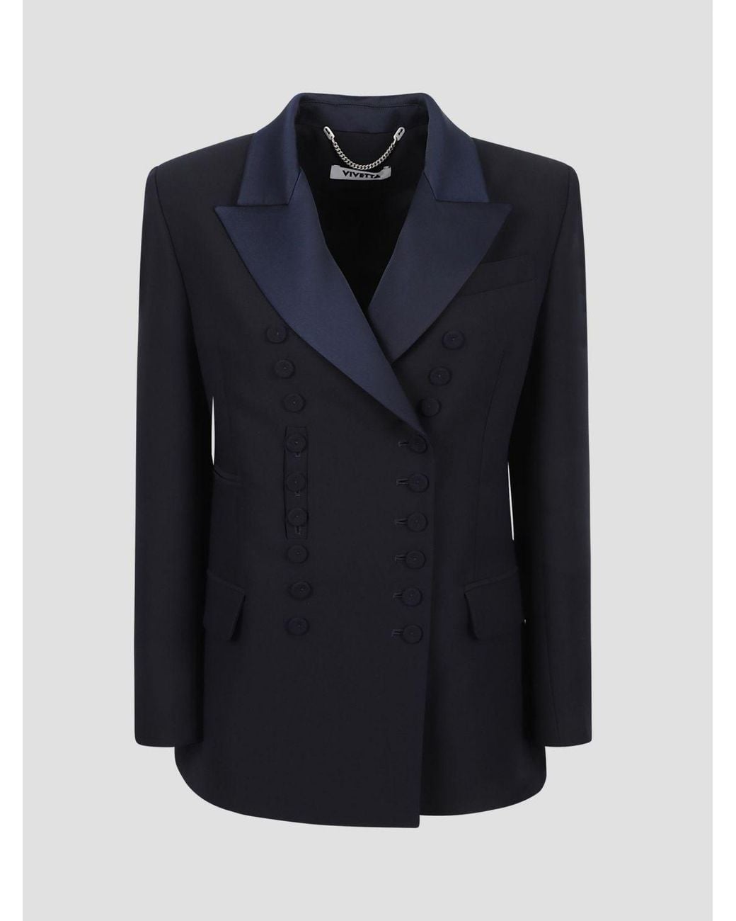 Vivetta Blue Double-Breasted Slim Fit Blazer