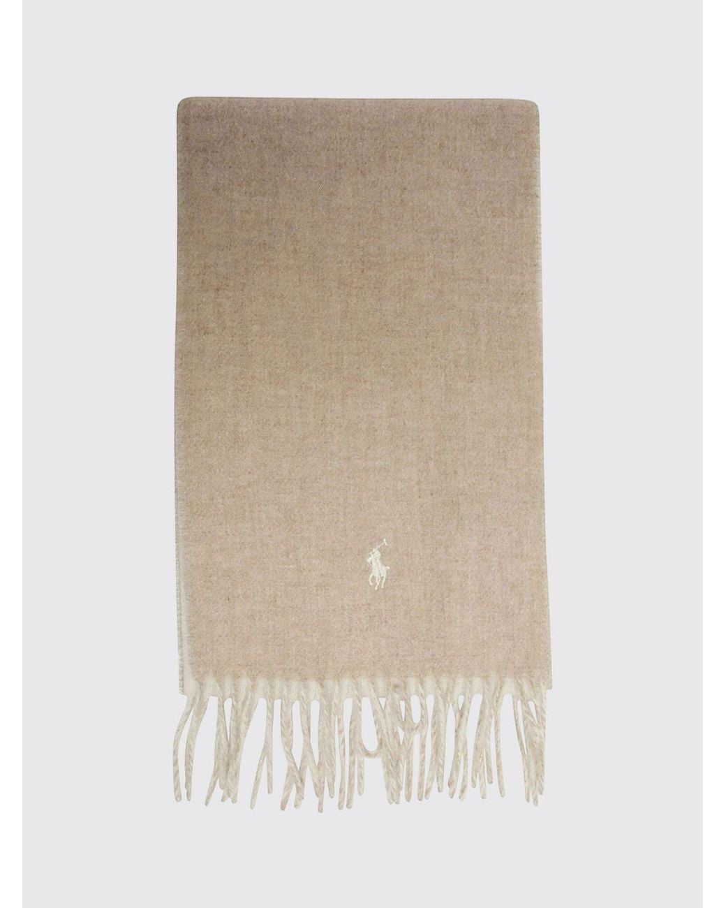 Polo Ralph Lauren Natural Reversible Wool Blend Scarf With Embroidered Logo for men