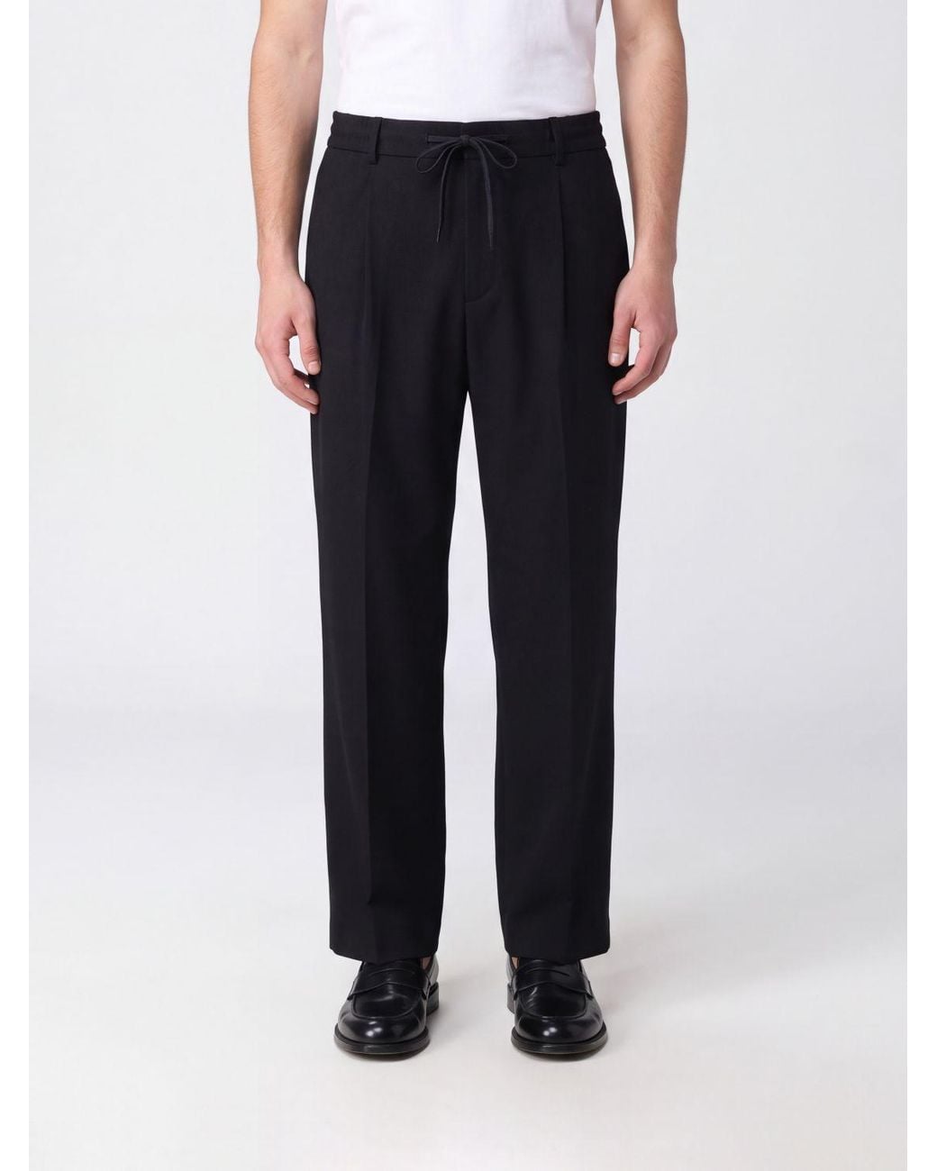 Barena Blue Mado Wide-Leg Virgin Wool Drawstring Trousers for men