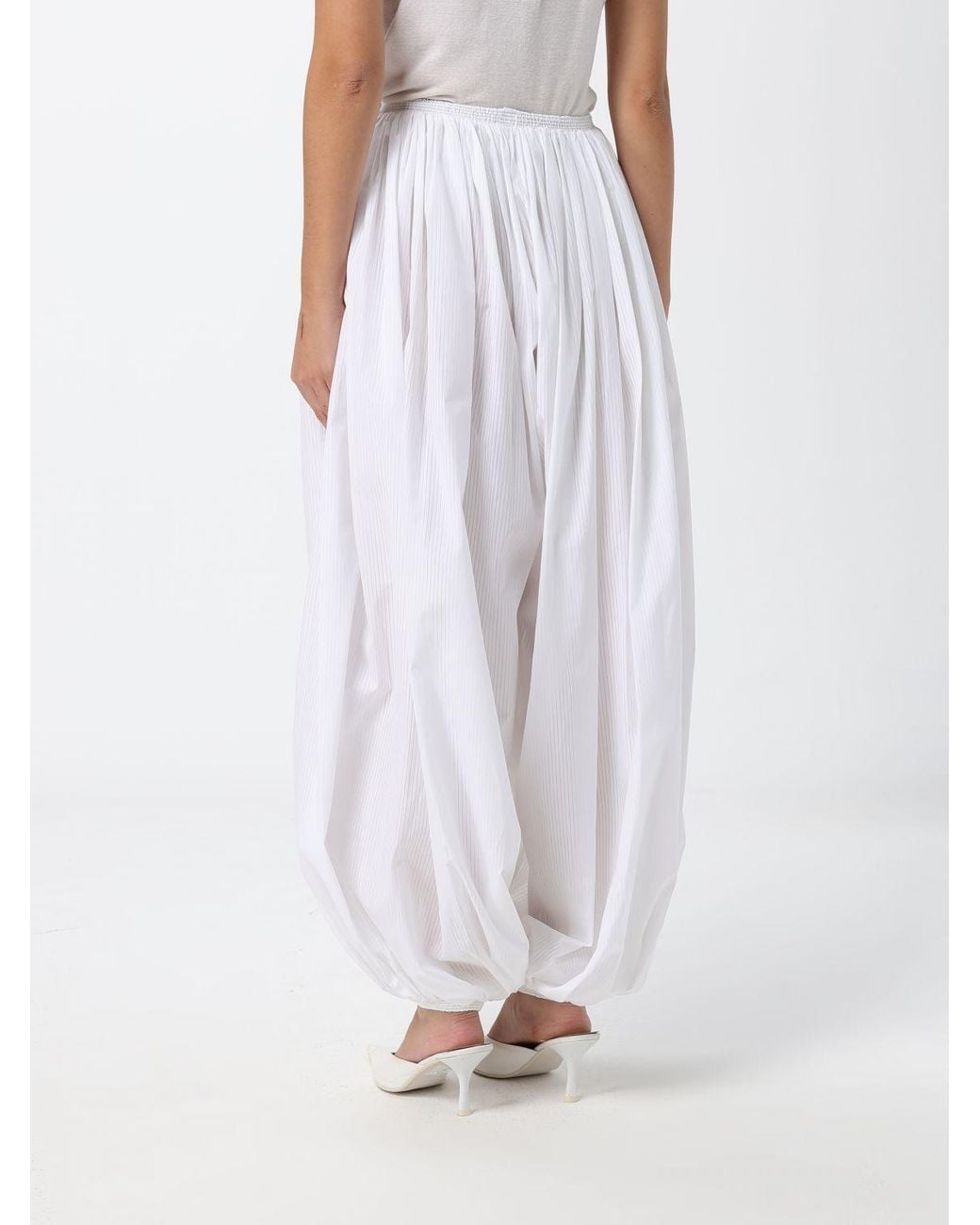 Alaïa White Wide-Leg Cotton Harem Trousers With Elasticated Waist