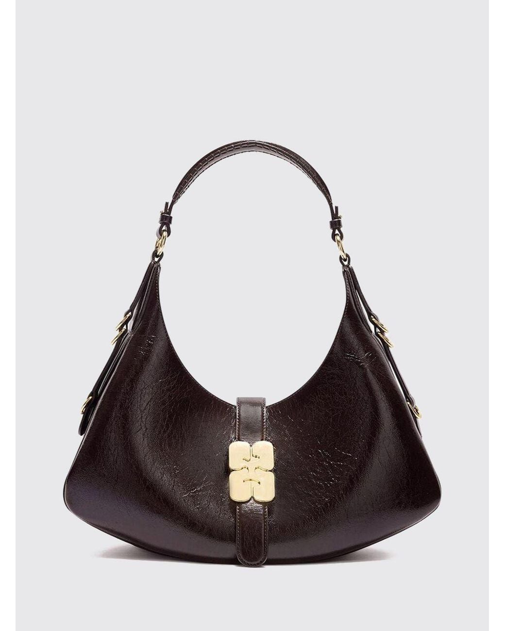 Ganni Black Kat Bio-Based Polyurethane Hobo Bag With Butterfly Logo