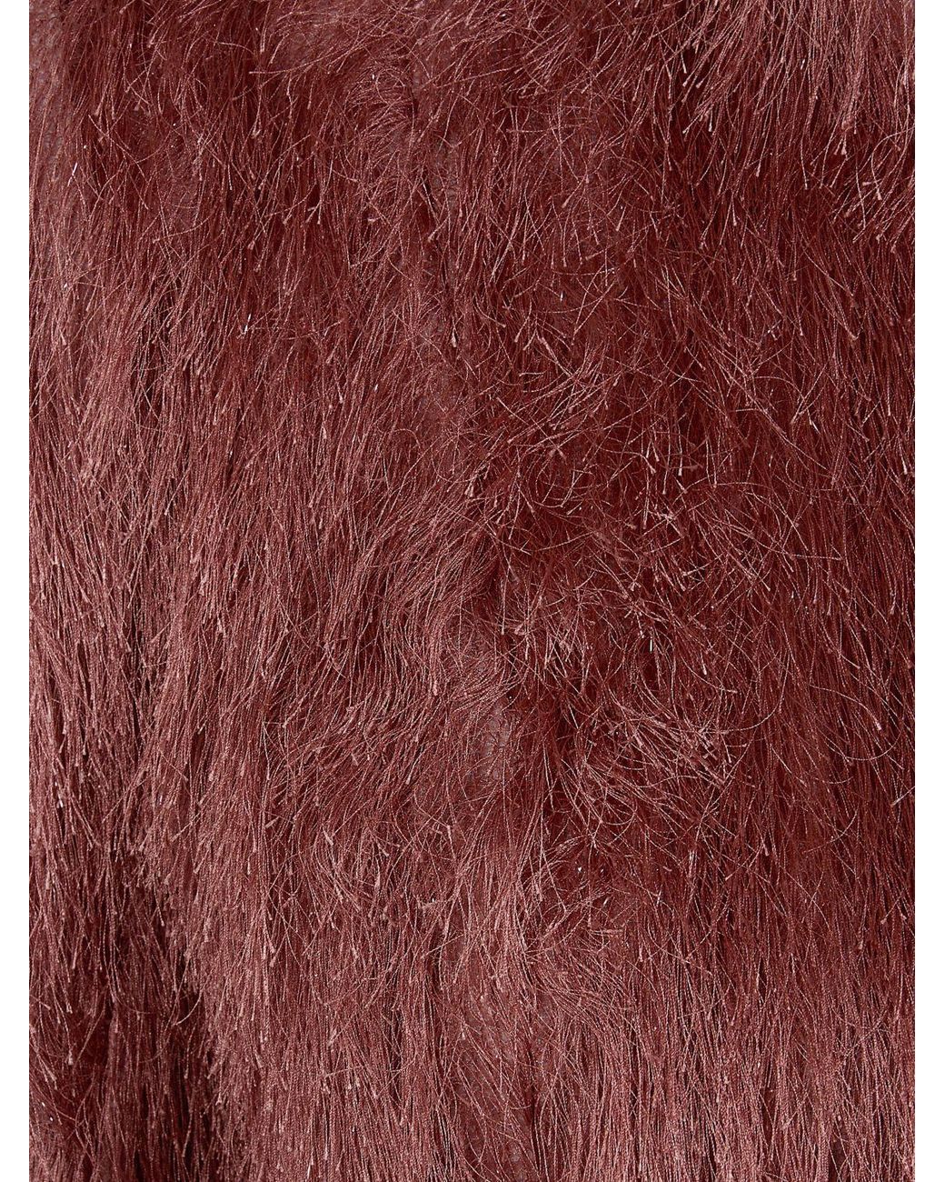 Balmain Red Sequined And Fringed Mock-Neck Mini Sheath Dress