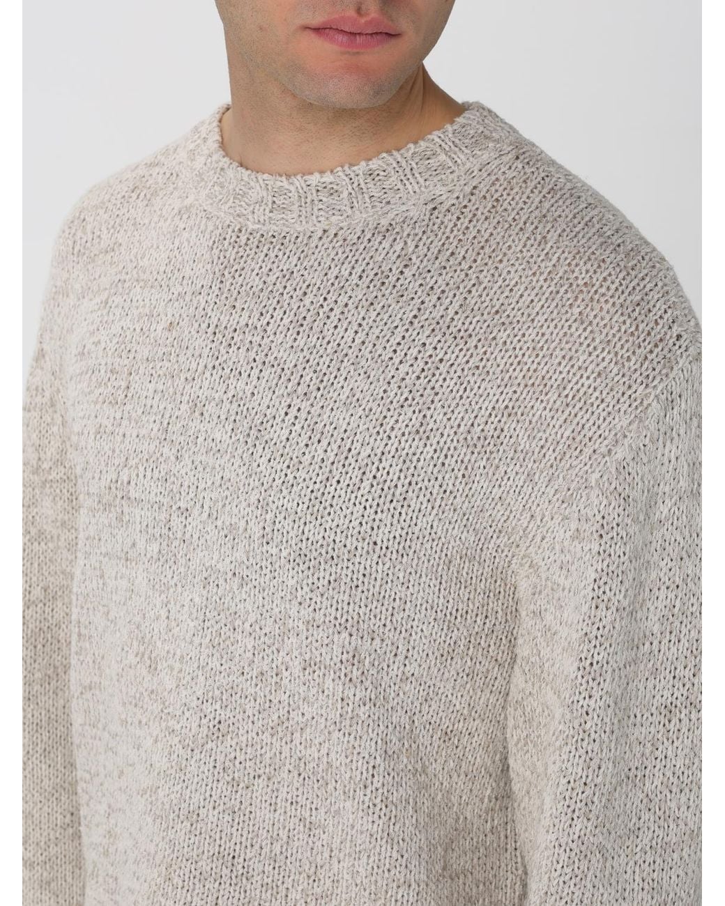 Barena Gray Cotton And Linen Knit Top for men