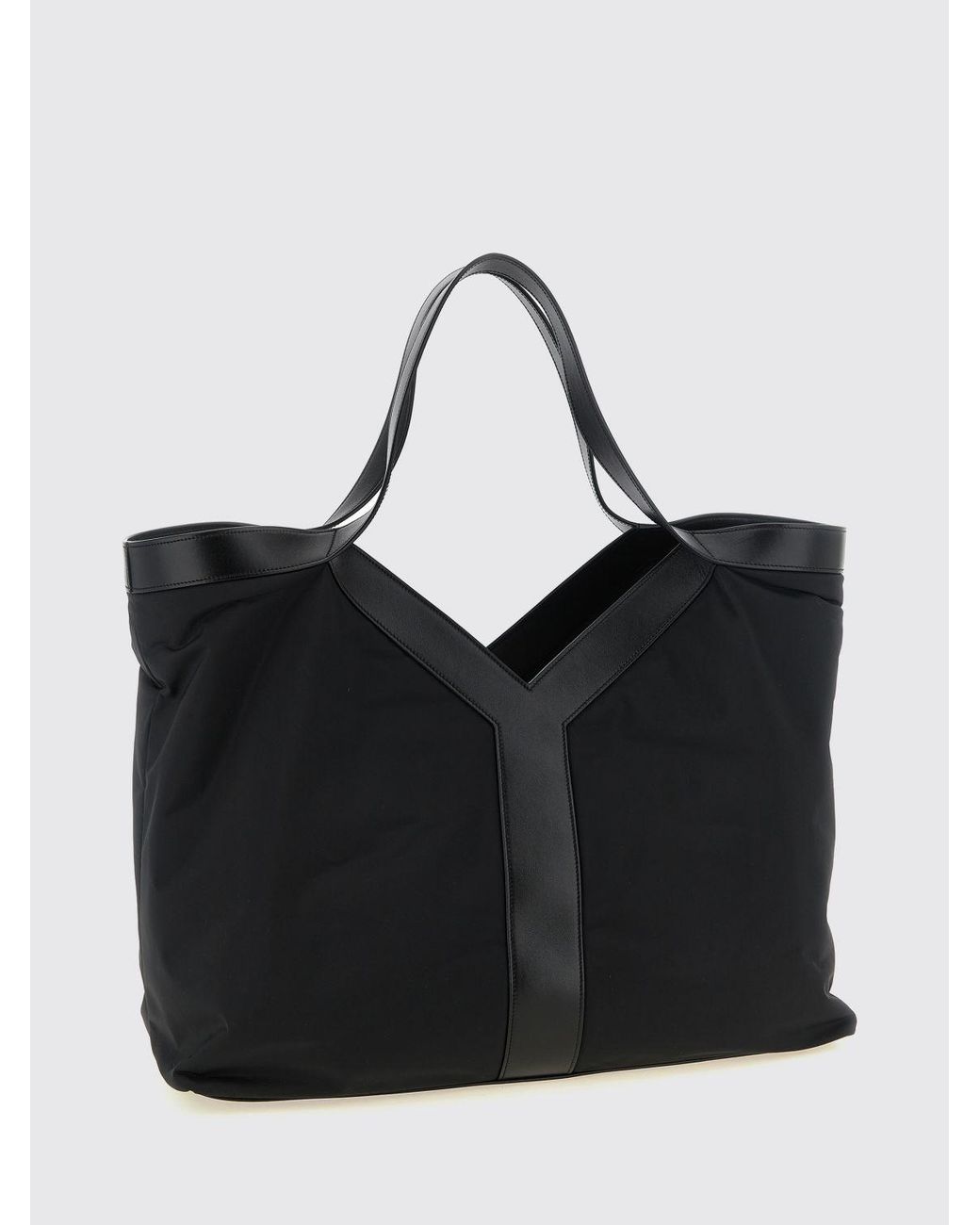 Saint Laurent Black Calfskin And Nylon Tote Bag With Double Handle for men