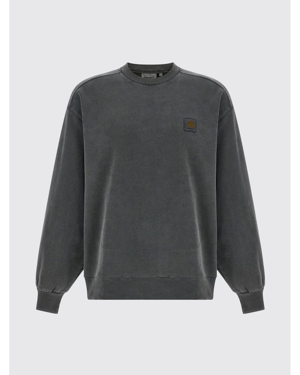 Carhartt Gray Crewneck Cotton Sweatshirt With Contrast Logo for men