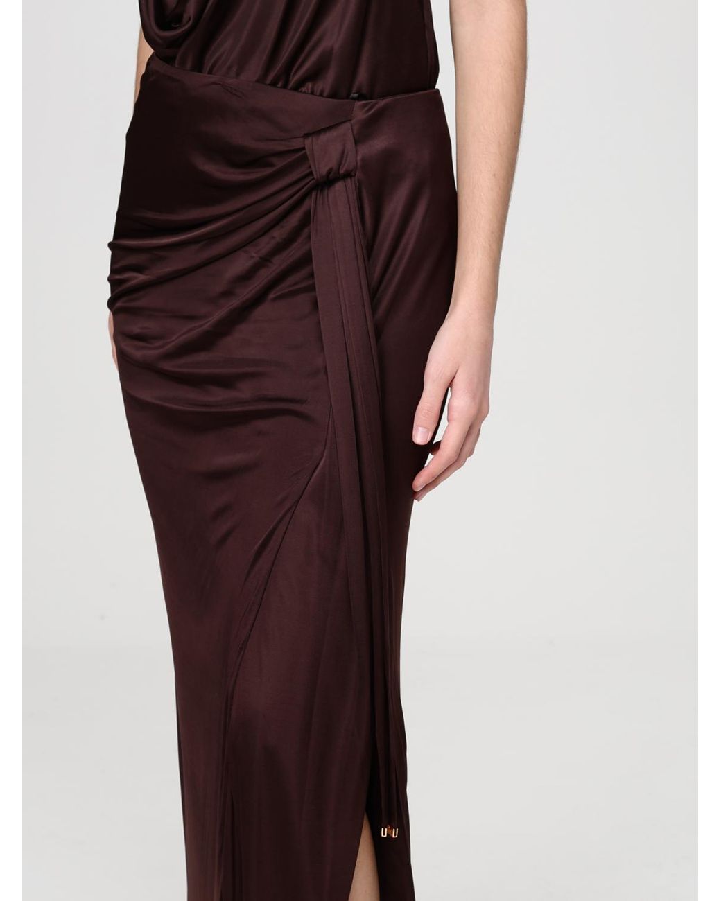 Elisabetta Franchi Brown Jersey Long Skirt
