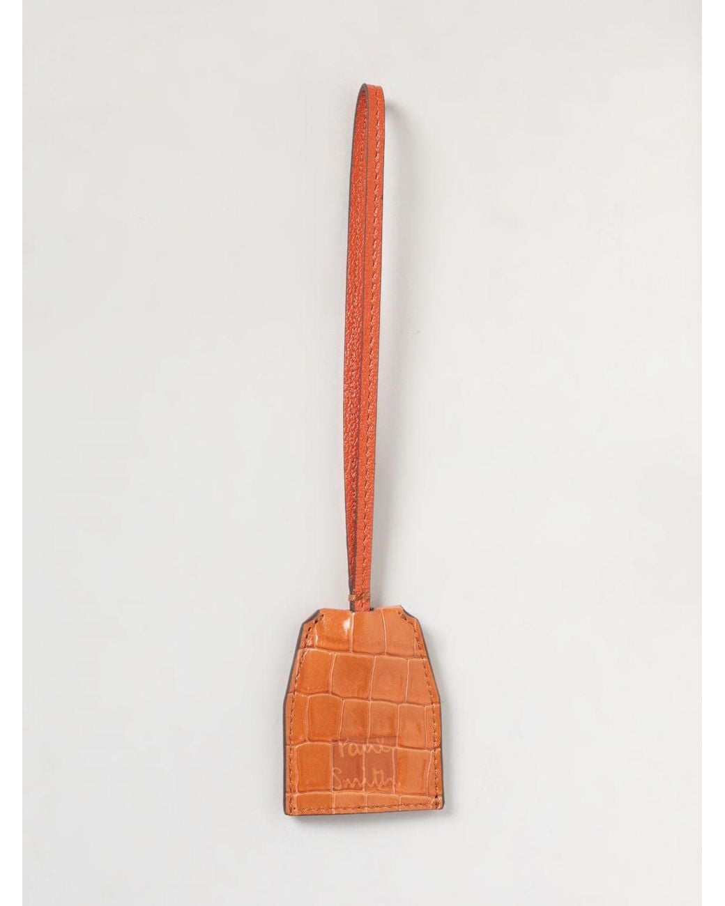 Paul Smith White Crocodile Print Leather Keychain for men