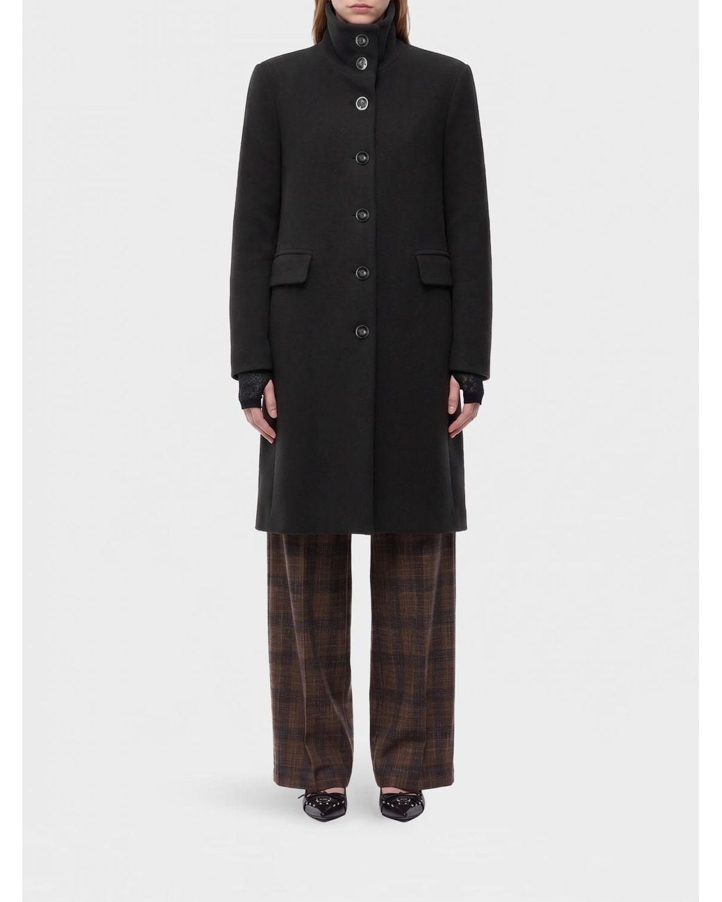 Pinko Black Single-Breasted Knee-Length Coat