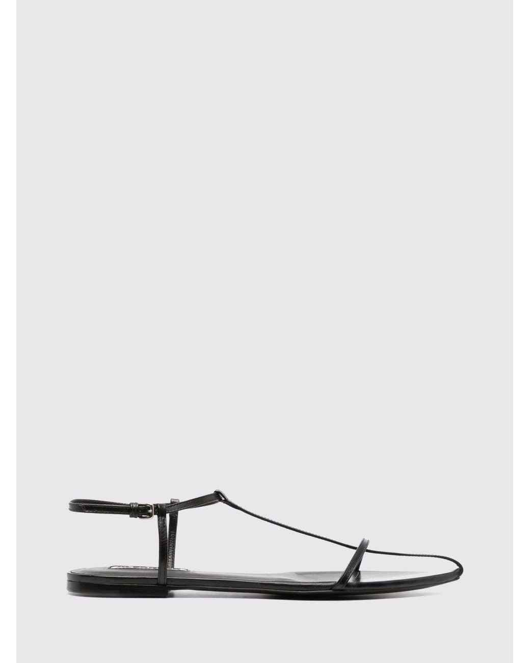 Jil Sander White Cage Ankle-Strap Calfskin Leather Heeled Sandals