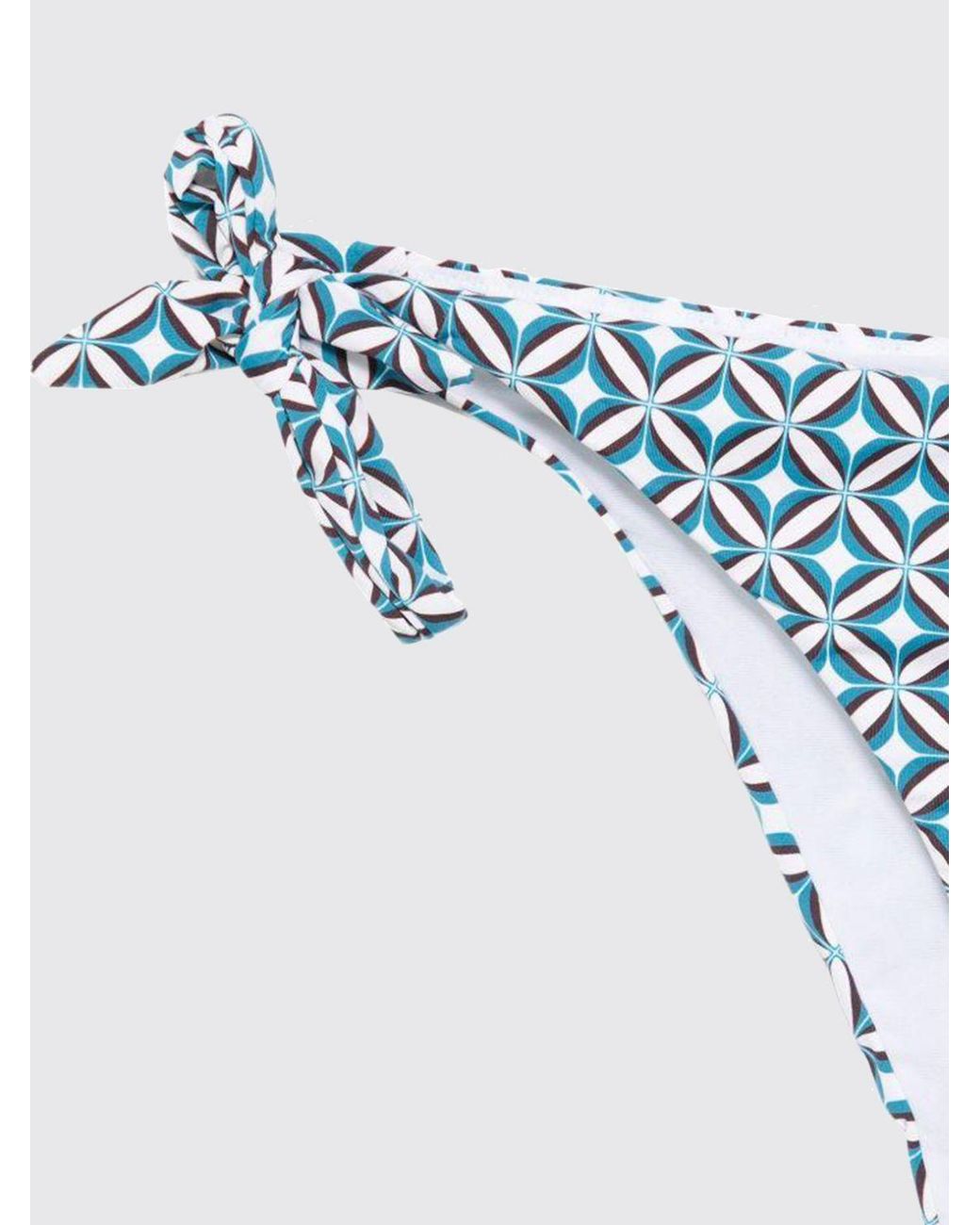 Max Mara White Geometric Diamond Print Triangle Bikini With Tie Fastenings