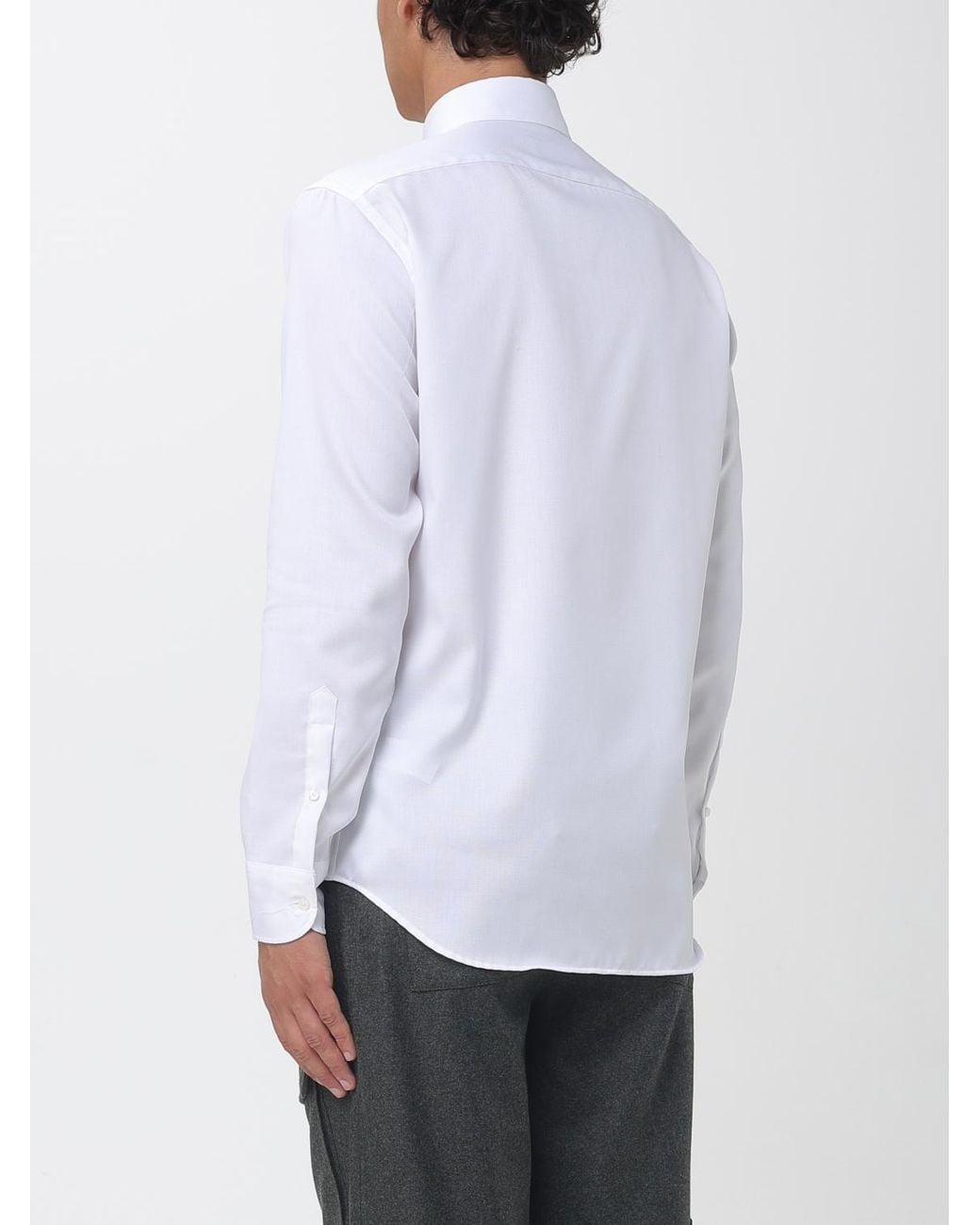 Brooksfield White Slim Fit Structured Cotton Shirt With Button-Down Collar for men