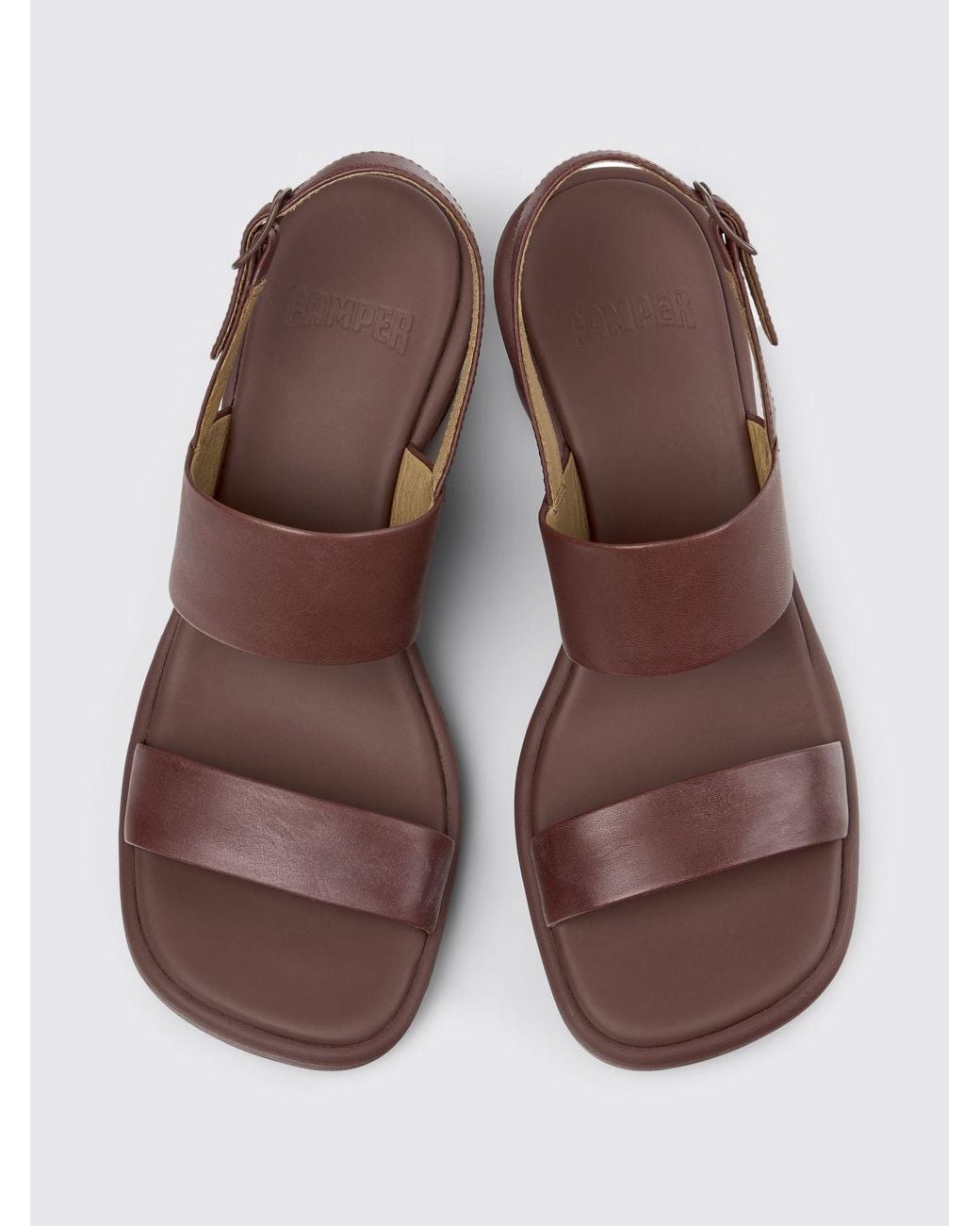 Camper Brown Louise Leather Wedge Sandals