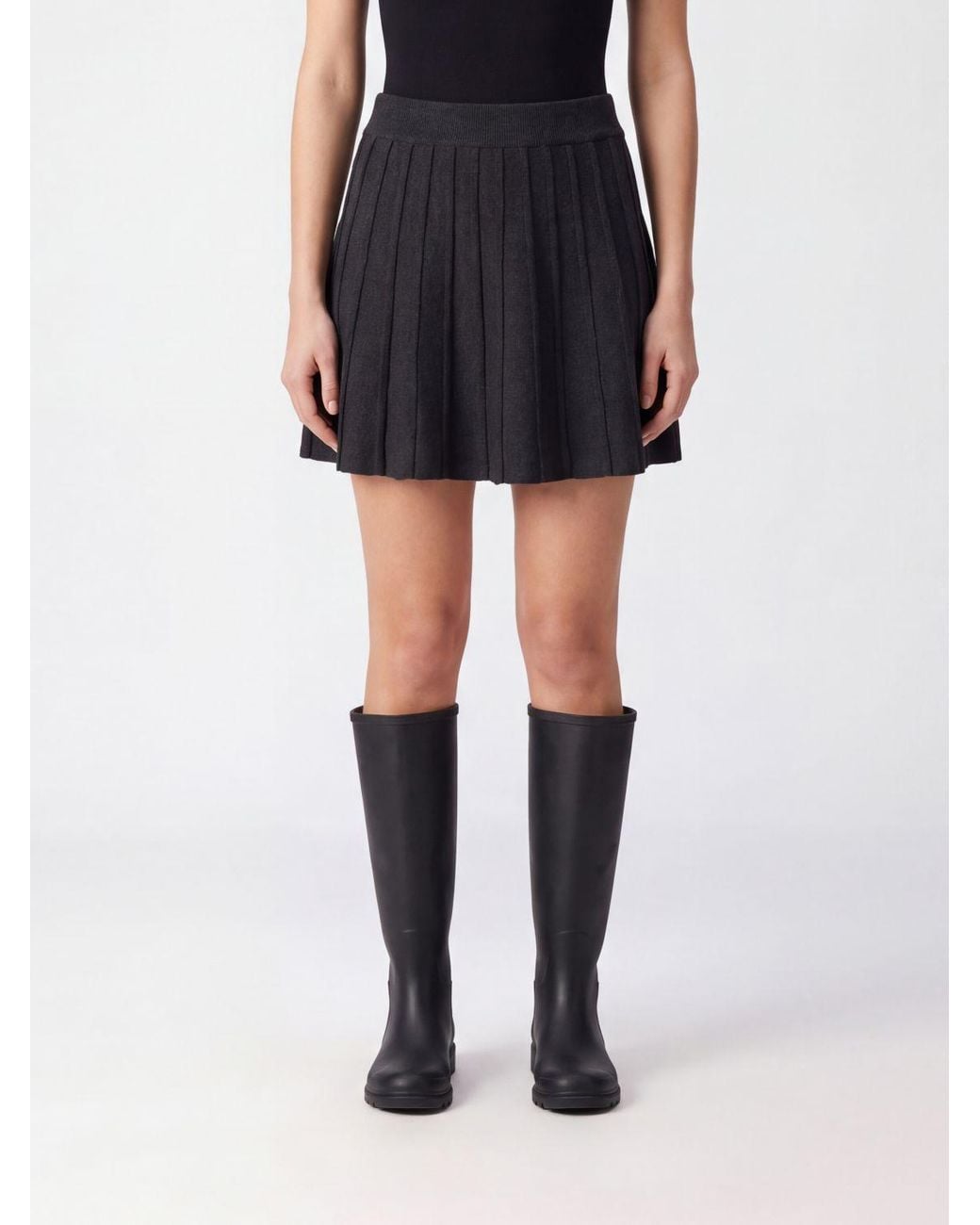 Mc2 Saint Barth Black High-Waisted Knit Cotton Blend Mini Skirt