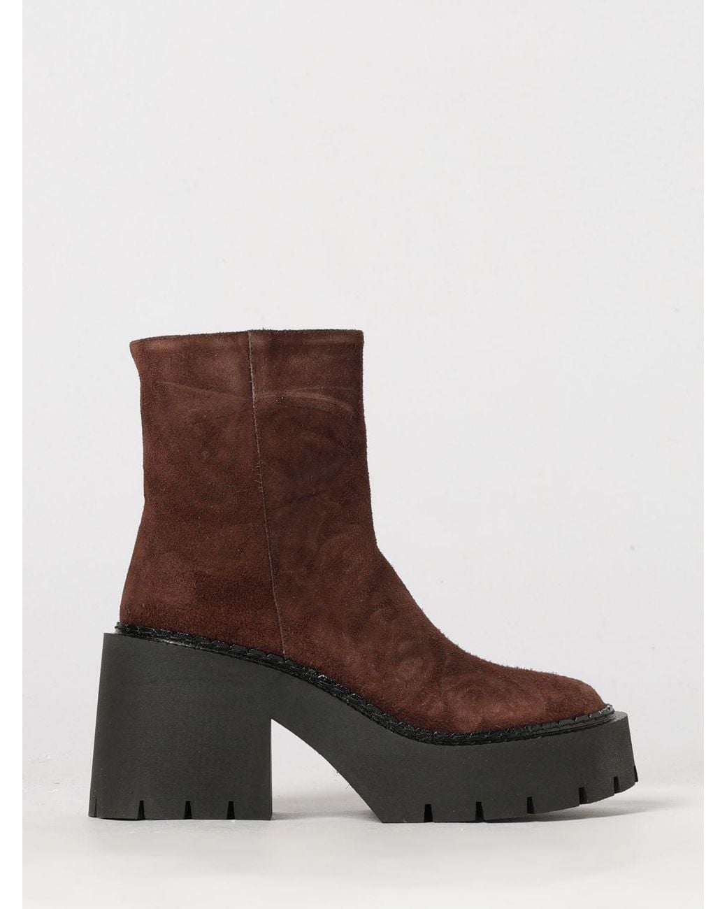 Vic Matié Brown Vic MatiÉ Suede Ankle Boots With Platform And Side Zip Closure