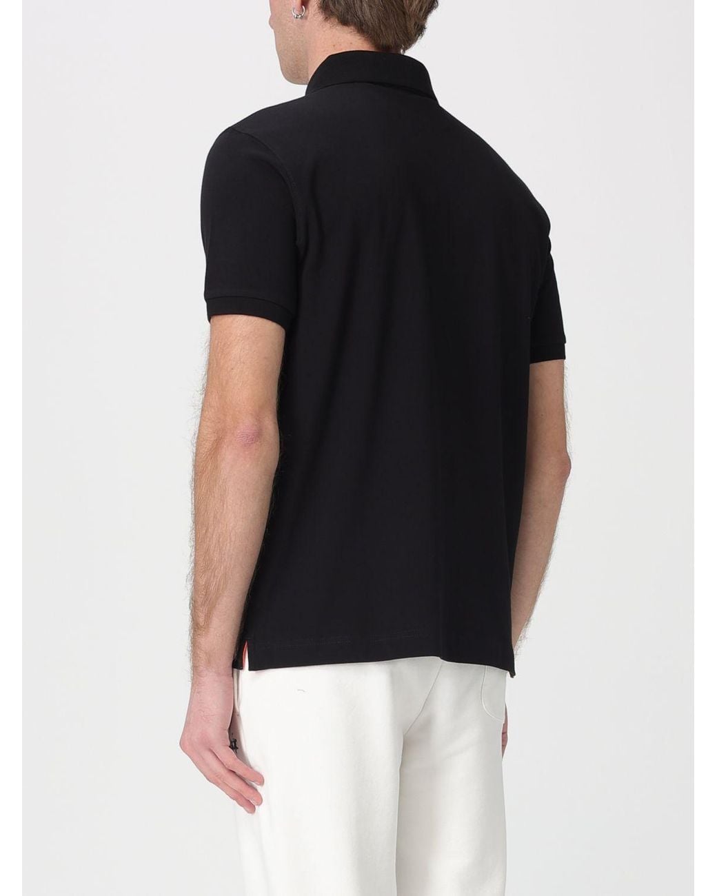 La Martina Black Cotton Polo Shirt With Logo for men