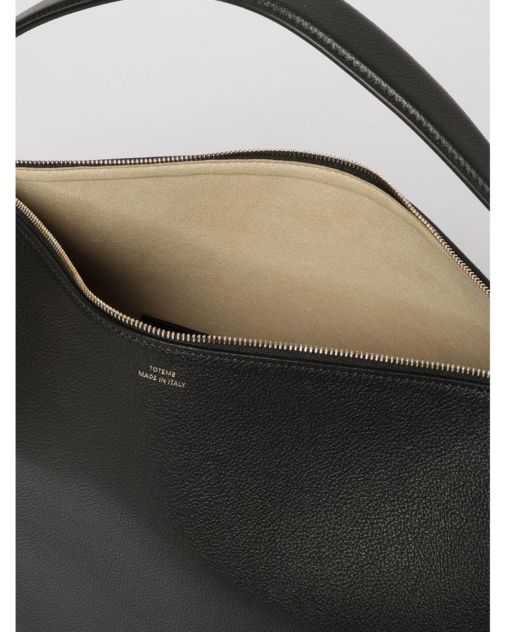 Totême Black Medium Bevel Grained Leather Bag