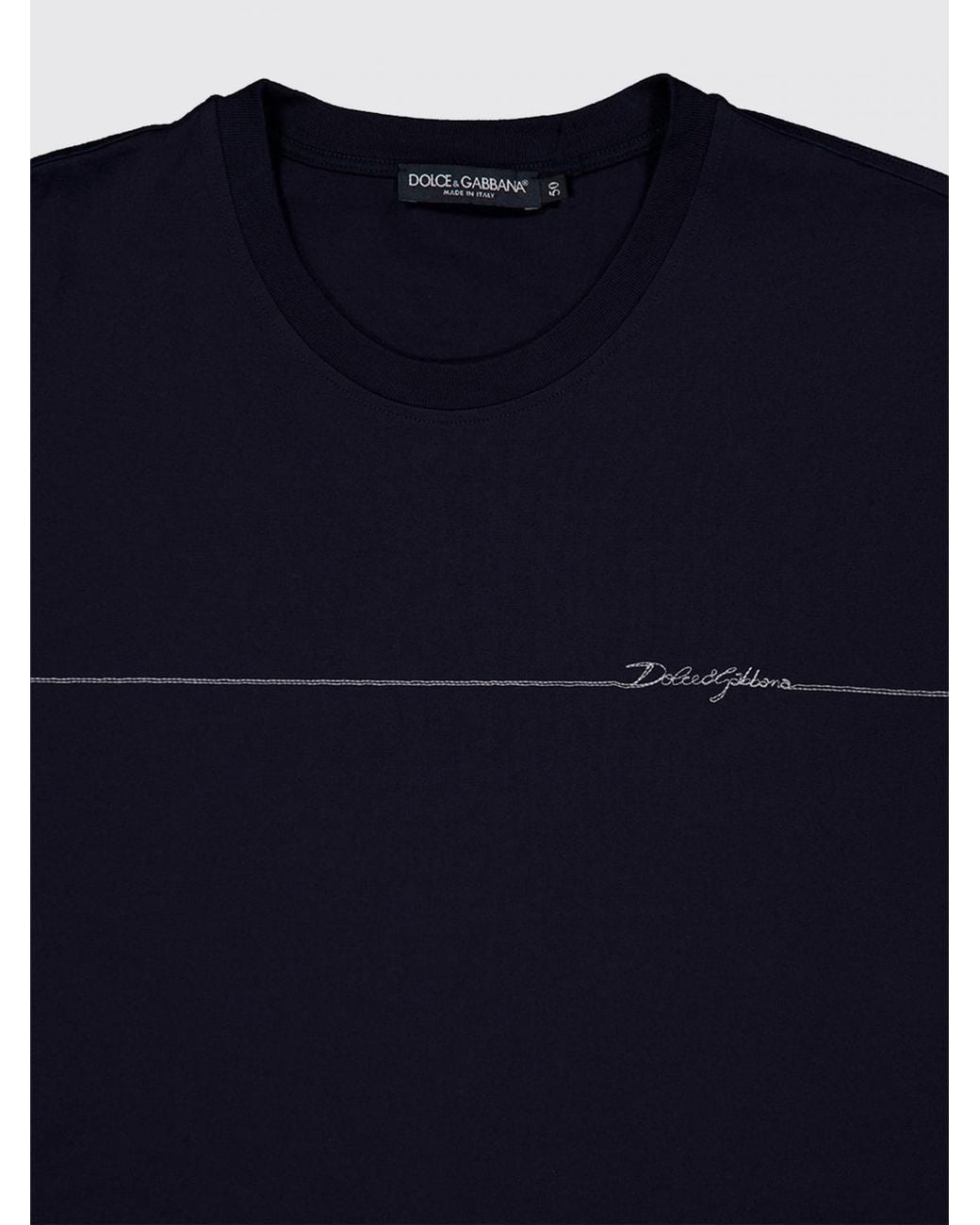 Dolce & Gabbana Blue Dolce &Amp Gabbana Crewneck Cotton T-Shirt With Contrasting Logo for men