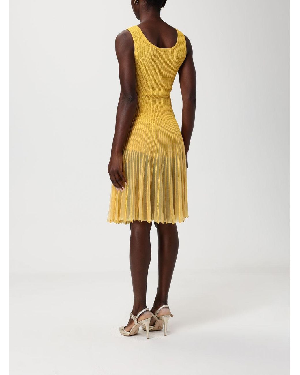 Elisabetta Franchi Yellow Jersey Mini Dress