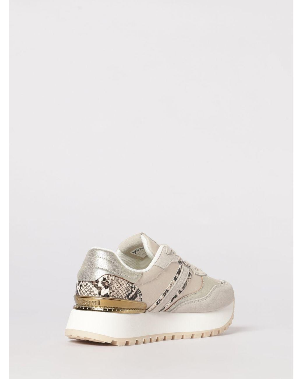 Just Cavalli Natural Suede And Fabric Sneakers