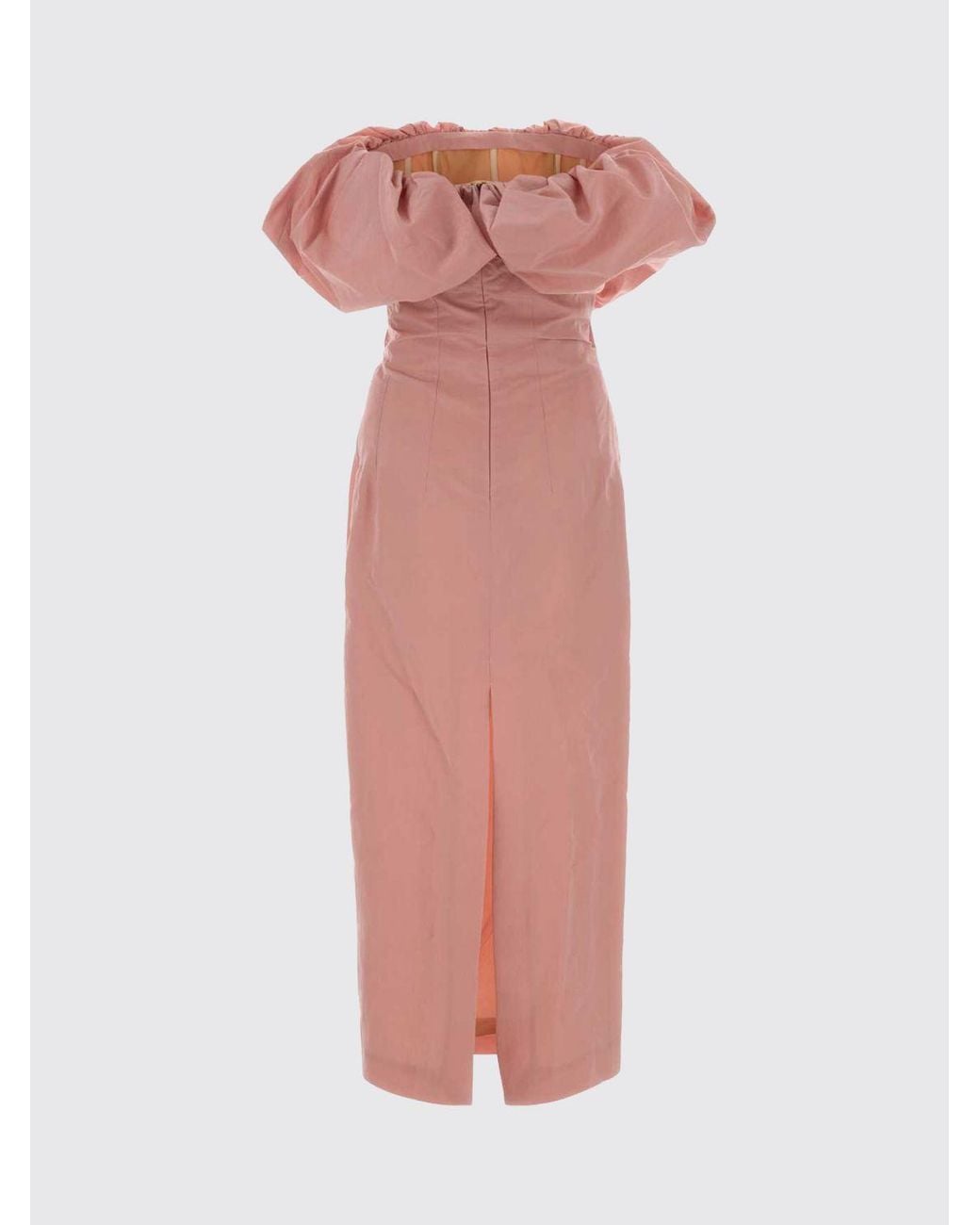 Magda Butrym Pink Cotton And Silk Off-The-Shoulder Midi Sheath Dress
