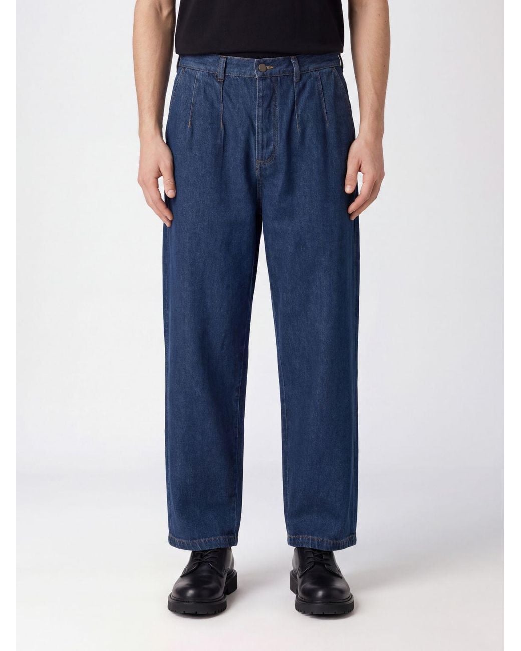 Universal Works Blue Dutch Pleated Wide-Leg Jeans for men