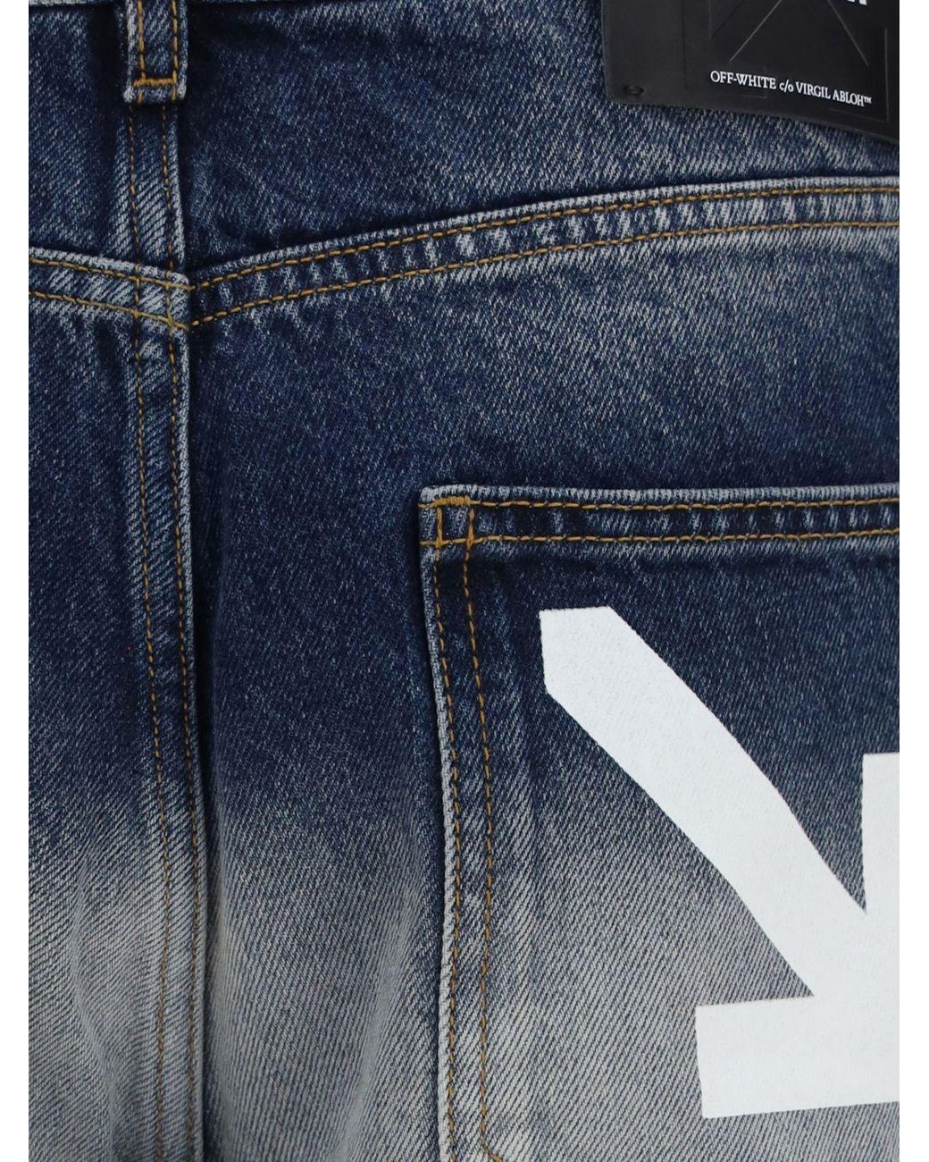Off-White c/o Virgil Abloh Blue Mid-Rise Straight Cotton Denim Jeans With Arrow Logo for men