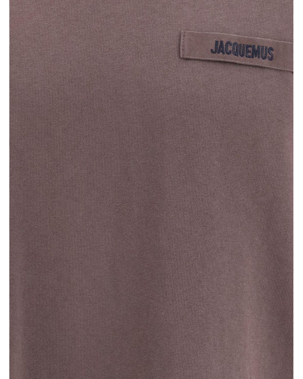 Jacquemus Purple Contrast Appliqué Logo Cotton Crew-Neck T-Shirt for men