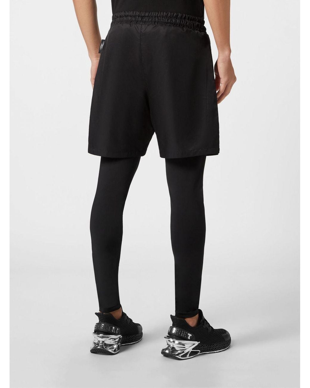 Philipp Plein Black Skinny Fit Stretch Technical Fabric Track Trousers for men